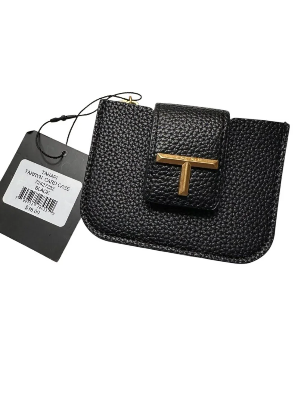 NEW Tahari Black Pebbled Leather Tarryn Small Card Holder Wallet